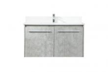 Elegant VF44536MCG-BS - 36 Inch Single Bathroom Vanity in Concrete Grey with Backsplash