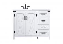 Elegant VF90242WH - 42 Inch Single Bathroom Vanity in White