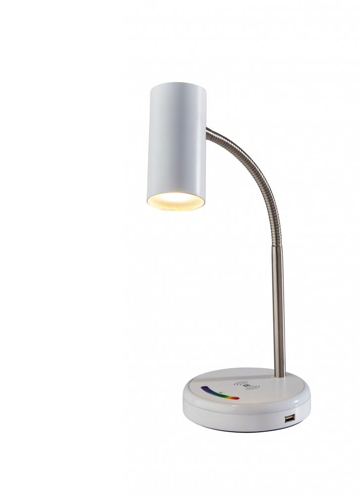 Shayne LED Wireless Charging Desk Lamp- White