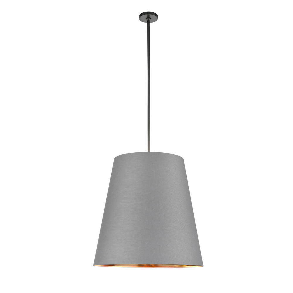 Calor 25-in Gray Linen With Gold Parchment/Urban Bronze 3 Lights Pendant