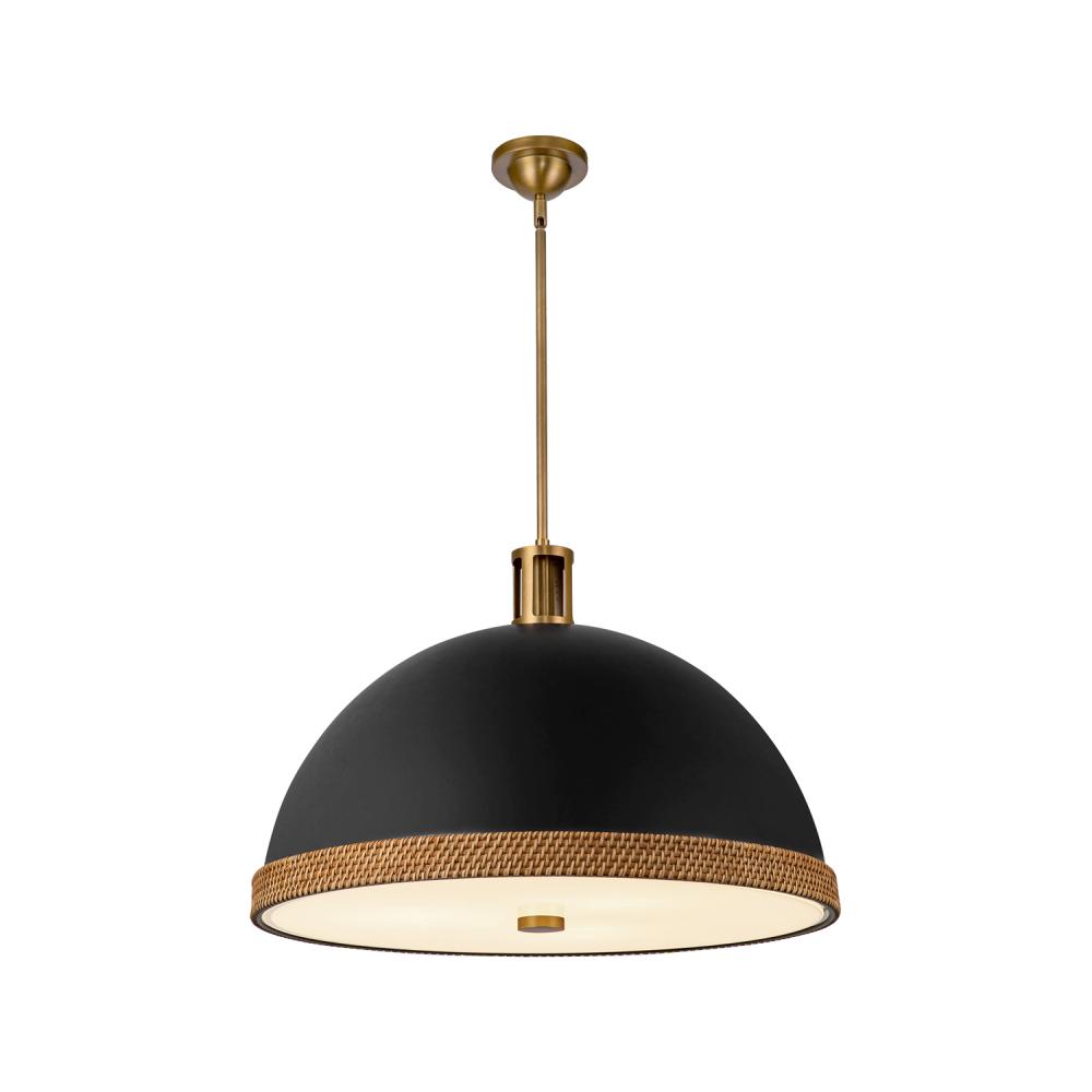 Doral 24-in Matte Black/Vintage Brass 3 Lights Pendant