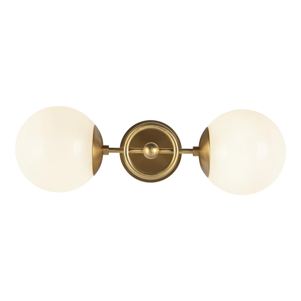 Fiore 18-in Brushed Gold/Glossy Opal Glass 2 Lights Wall Vanity