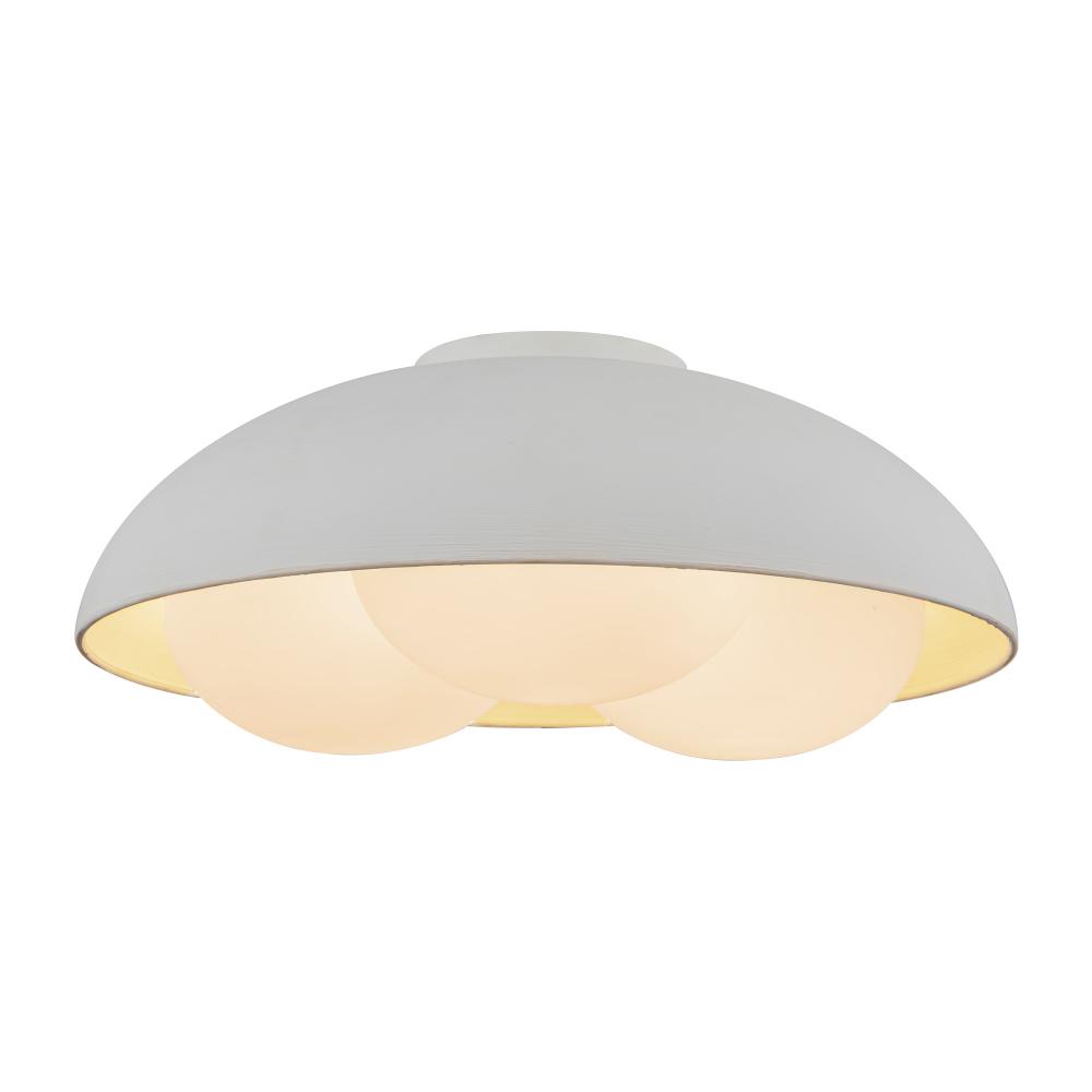 Robyn 16-in Antique White/Opal Glass Socket Flush Mount