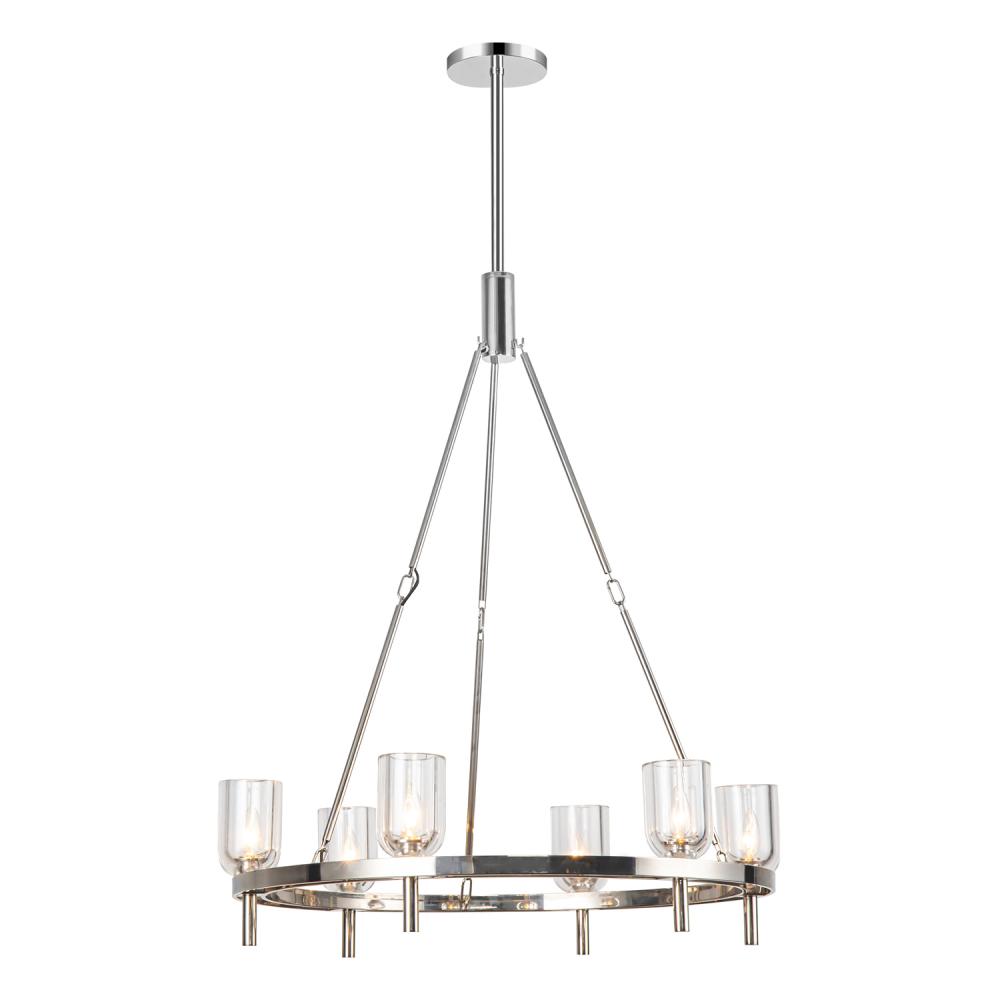 Lucian 32-in Clear Crystal/Polished Nickel 6 Lights Chandeliers