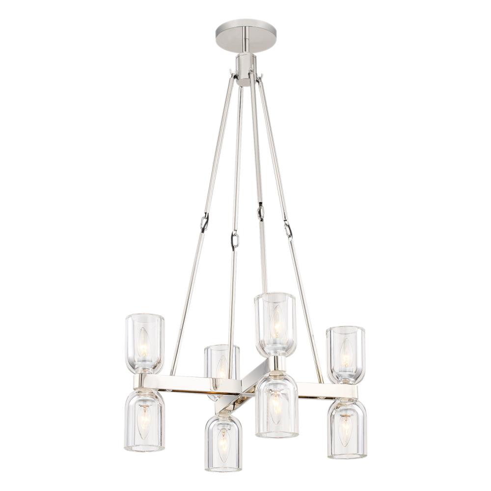Lucian 22-in Clear Crystal/Polished Nickel 8 Lights Chandeliers