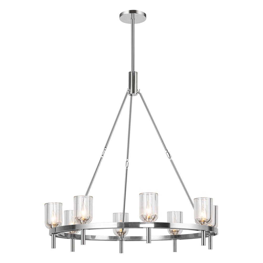 Lucian 36-in Clear Crystal/Polished Nickel 8 Lights Chandeliers