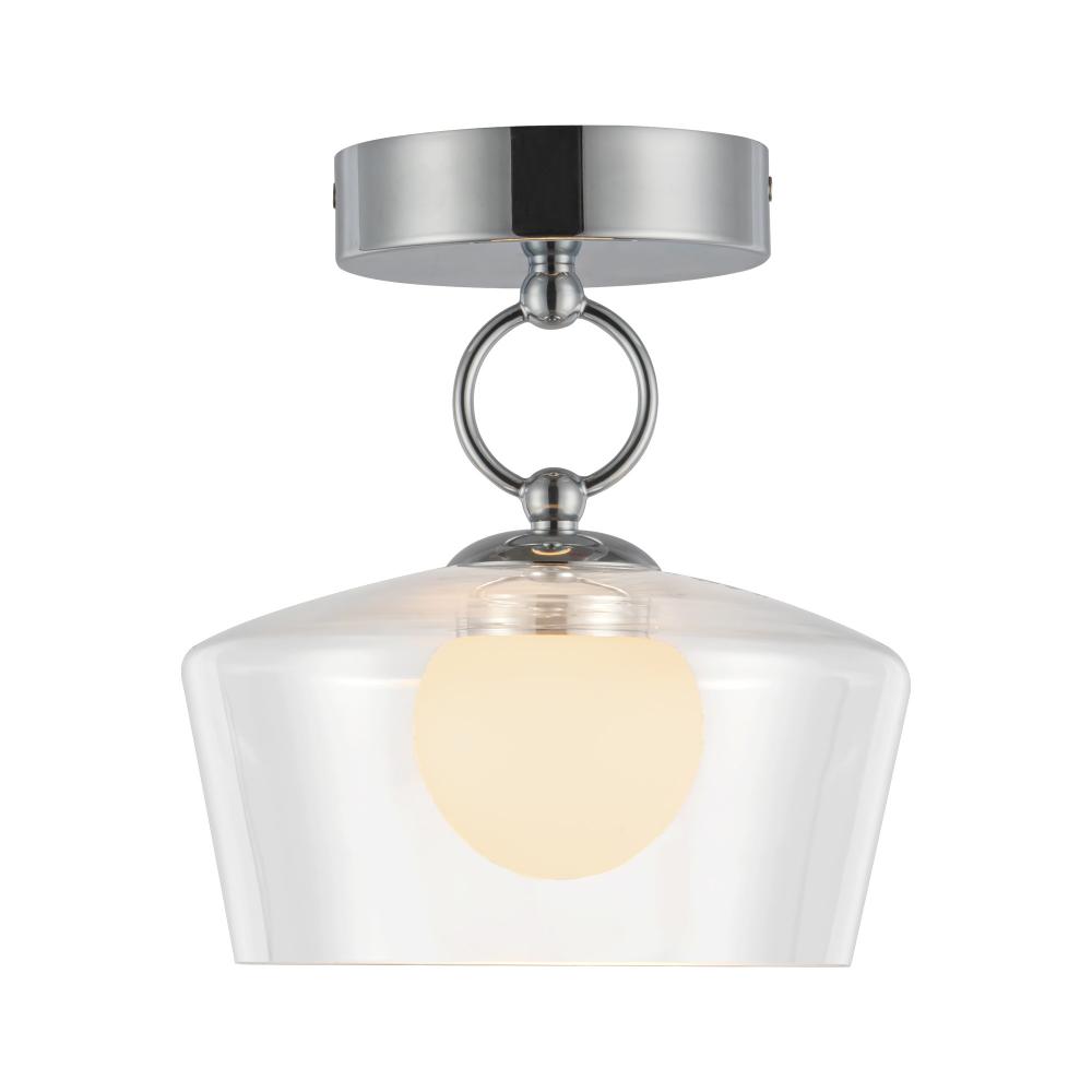 Leota 8-in Chrome/Clear Glass LED Semi-Flush Mount