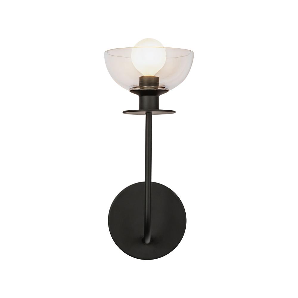Sylvia 5-in Matte Black/Clear Glass 1 Light Wall Vanity