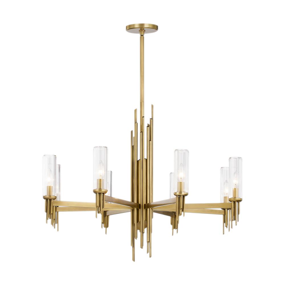 Torres 36-in Ribbed Glass/Vintage Brass 8 Lights Chandeliers