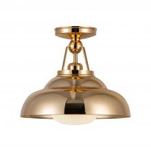 Alora Lighting SF344012PBGO - Palmetto 12-in Polished Brass/Glossy Opal 1 Light Semi Flush Mount