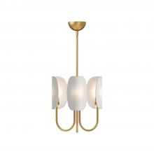 Alora Lighting CH450715AGCW - Seno 15-in Aged Gold/White Cotton Fabric 3 Lights Chandeliers