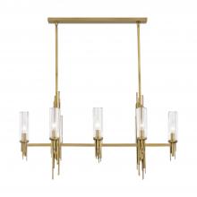 Alora Lighting LP335838VBCR - Torres 38-in Ribbed Glass/Vintage Brass 8 Lights Linear Pendant