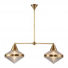 Alora Lighting LP348241VBPG - Willard 41-in Vintage Brass/Prismatic Glass 2 Lights Linear Pendant