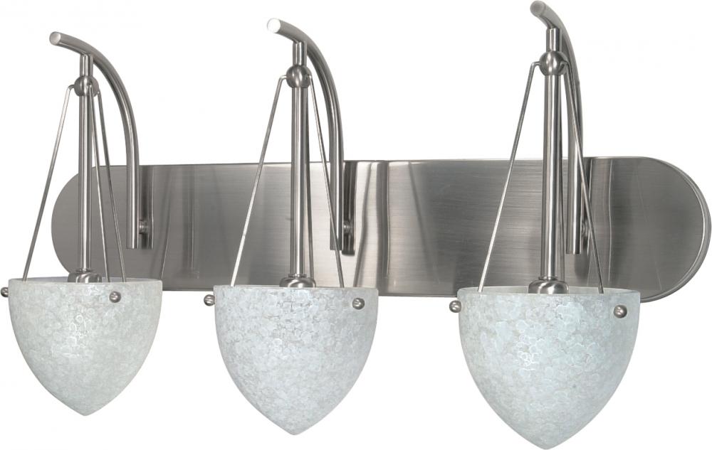 3-Light 24" Wall Mounted Vanity Fixture in Brushed Nickel Finish with Water Spot Glass