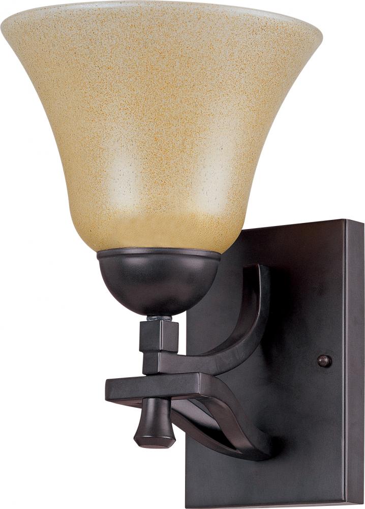 1-Light Vanity Fixture in Mountain Lodge Finish with Toasted Honey Glass