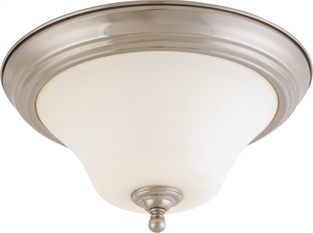 Dupont - 2 light Flush with Satin White Glass - Brushed Nickel Finish