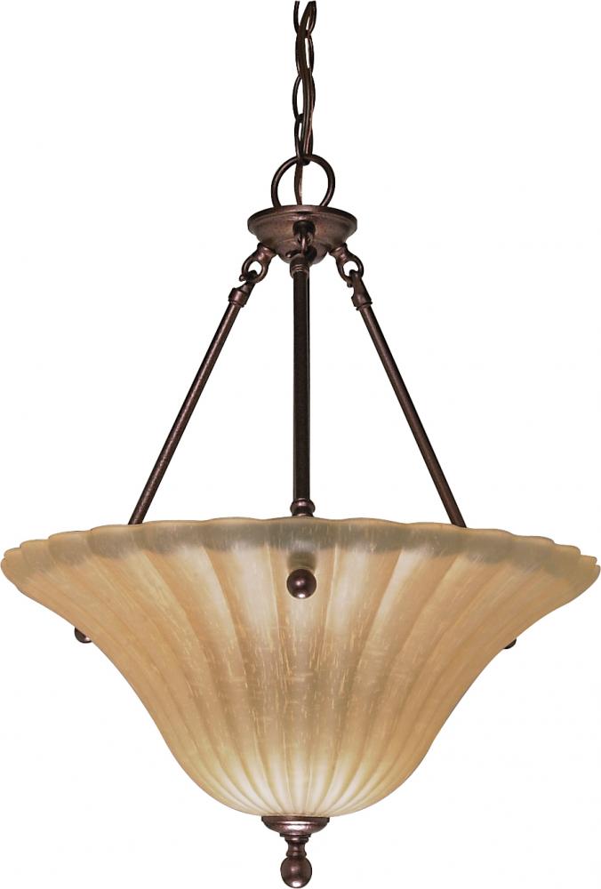 3-Light Hanging Pendant in Copper Bronze Finish with Champagne Linen Washed Glass and (3) 13W GU24