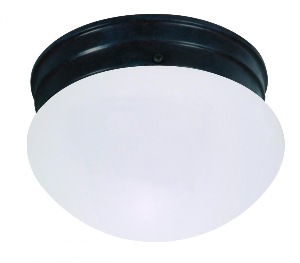 1 Light - 8" Flush with Frosted Glass - Mahogany Bronze Finish