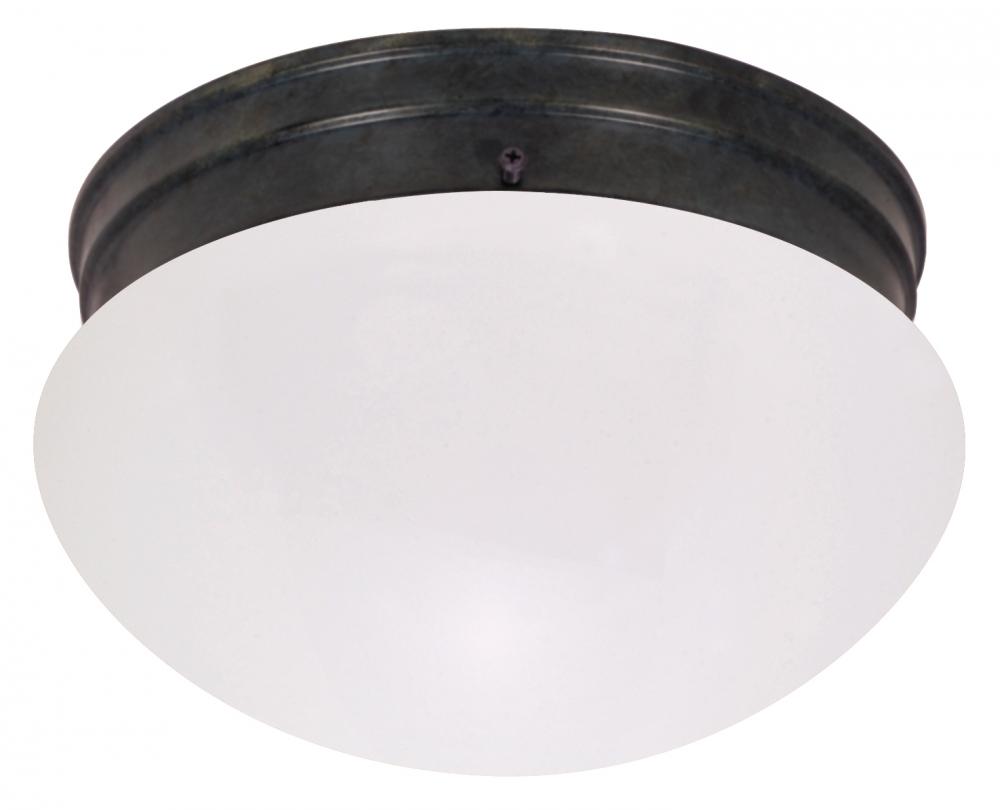 2 Light - 10" Flush with Frosted Glass - Mahogany Bronze Finish