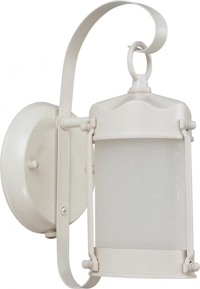 1-Light Piper Lantern Outdoor Light Fixtures with Photocell in White Finish with Frosted Glass and