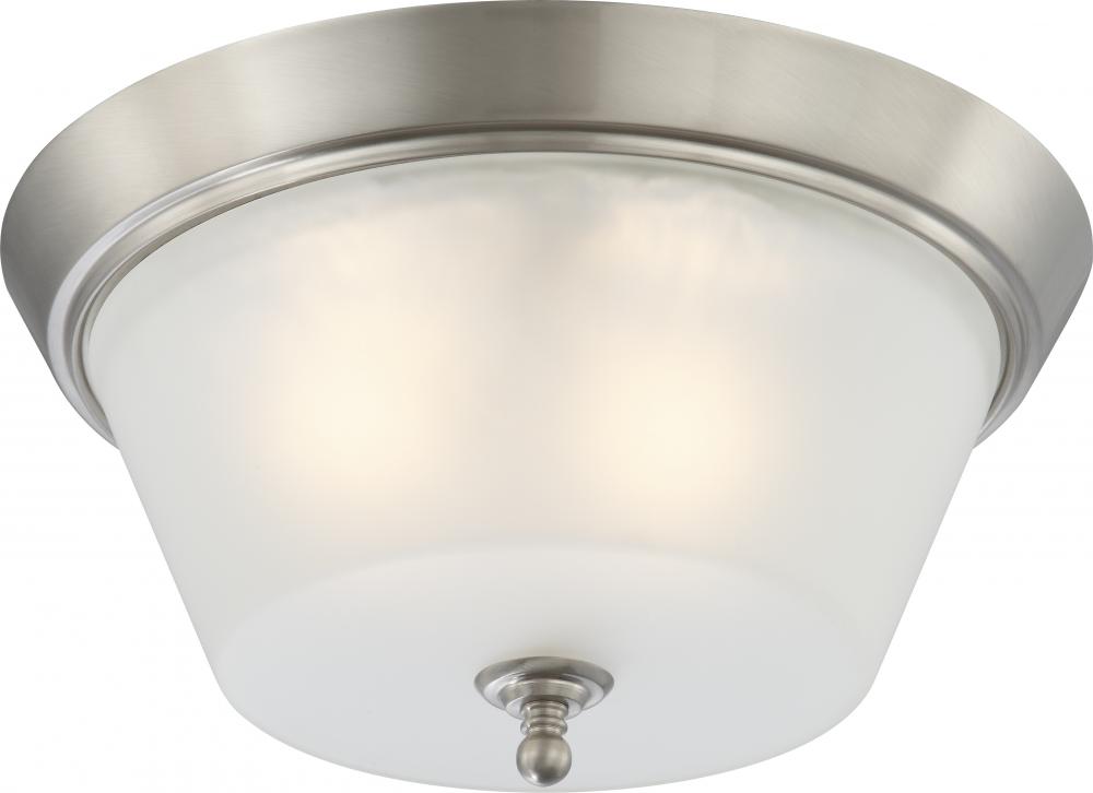 Surrey - 3 Light Flush Dome with Frosted Glass - Brushed Nickel Finish