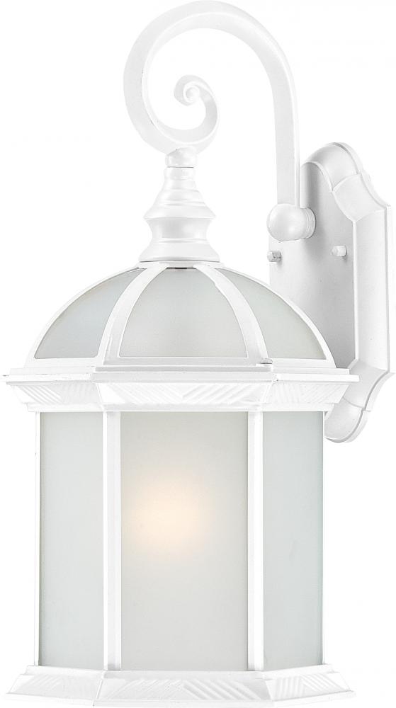 1-Light 19" Outdoor Wall Sconce in White Finish with Frosted Beveled Glass and (1) 26W GU24 Base