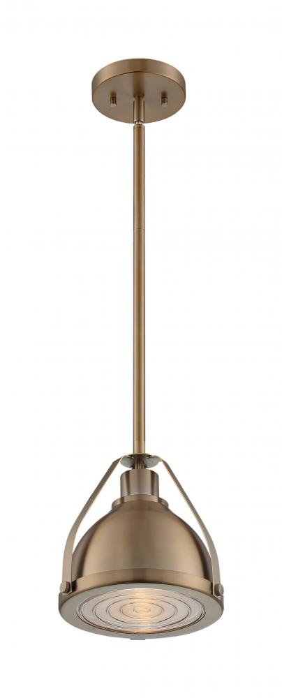 Barbett - 1 Light Pendant with Fresnel Glass - Burnished Brass Finish