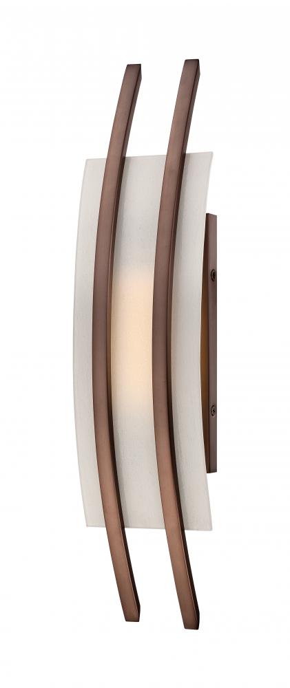 Trax - LED Wall Sconce with Frosted Glass - Hazel Bronze Finish