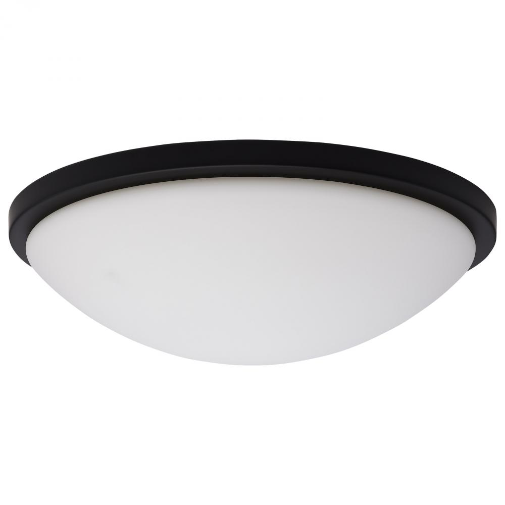 Button; 17 Inch LED Flush Mount Fixture; Matte Black Finish; CCT Selectable; 120 Volts