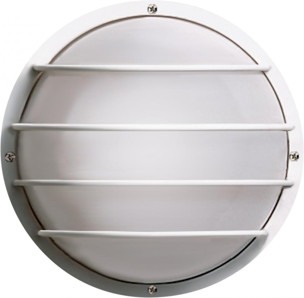 1 Light - 10" Round Cage Polysynthetic Body and Lens - White Finish