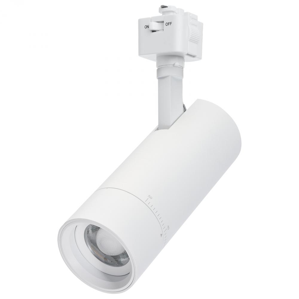 15 Watt LED Track Head; J-Style; 20 to 50 Degree Adjustable Beam Spread; CCT Selectable; Matte White