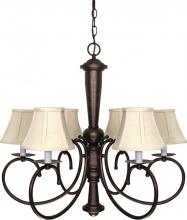 Nuvo 60/101 - 6-Light 27" Old Bronze Chandelier with Natural Linen Shades