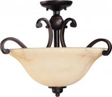 Nuvo 60/1408 - 3-Light Semi Flush Ceiling Light Fixture in Copper Espresso Finish with Honey Marble Glass Shades